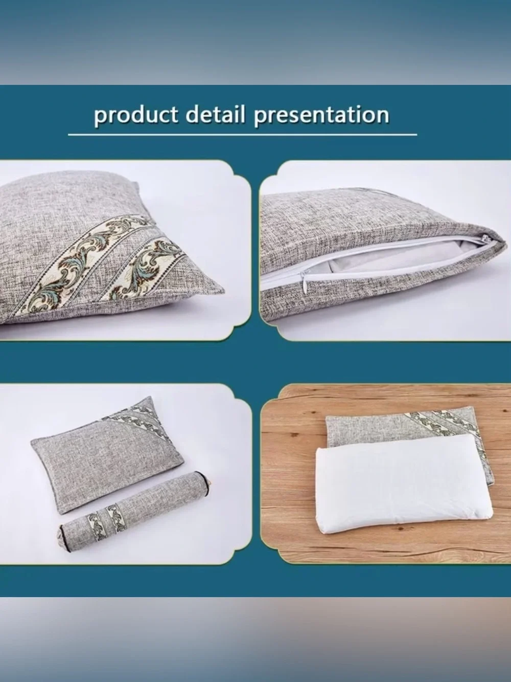 Mugwort Herbal Cervical Pillow 2-in-1 Neck Support + Detachable Bolster NEW